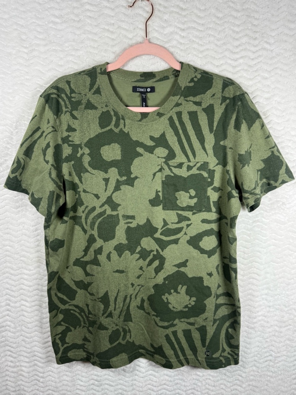 Stance Men's Olive Green Floral Jacquard Pocket Tee